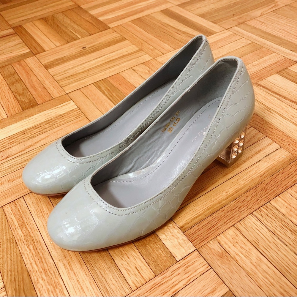 New leather Crystals high heel shoes